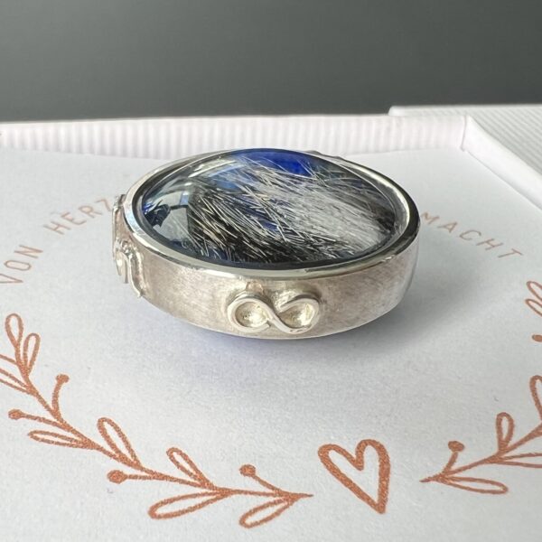 Urne mini personalisiert für Zuhause, Silber 925, Edelstein, Beschriftung in Silber, außergewöhnliche Personalisierung, Asche, Haar, Regenbogenbrücke